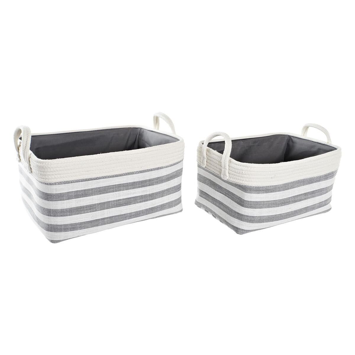 Juego de Cestas DKD Home Decor Rayas 40 x 30 x 23 cm Gris