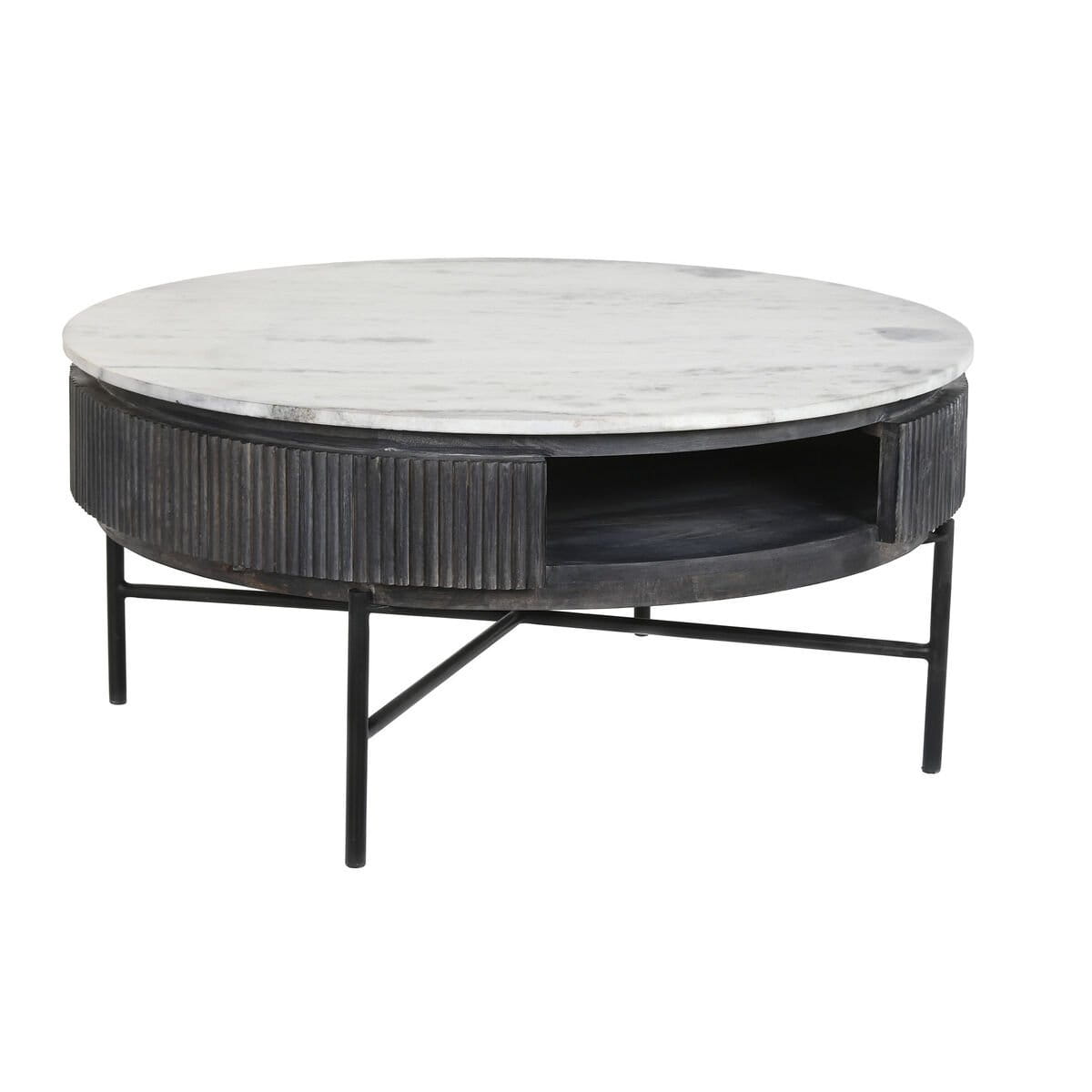 Mesa de Centro DKD Home Decor Mármol Madera de mango (90 x 90 x 42 cm)
