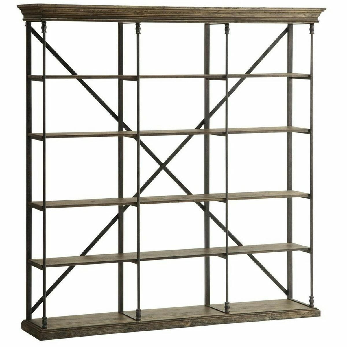 Estantería DKD Home Decor Sheesham Marrón Marrón oscuro Gris claro Madera Metal 213 x 43 x 220 cm