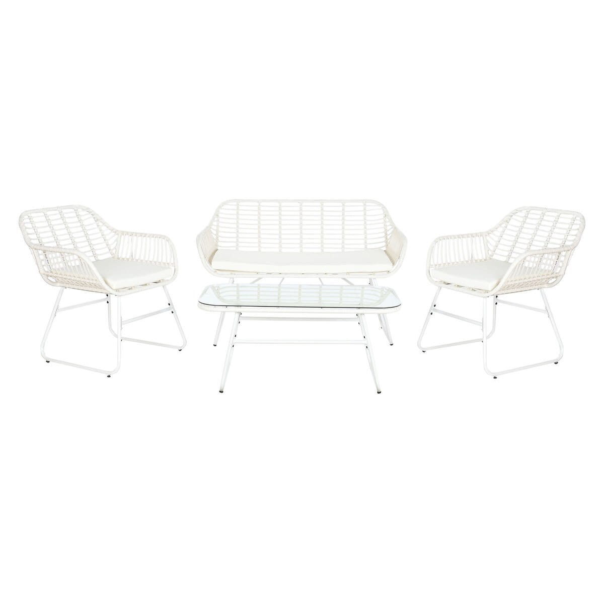 Muebles de Jardín DKD Home Decor Blanco 124 x 74 x 84 cm (4 Piezas)