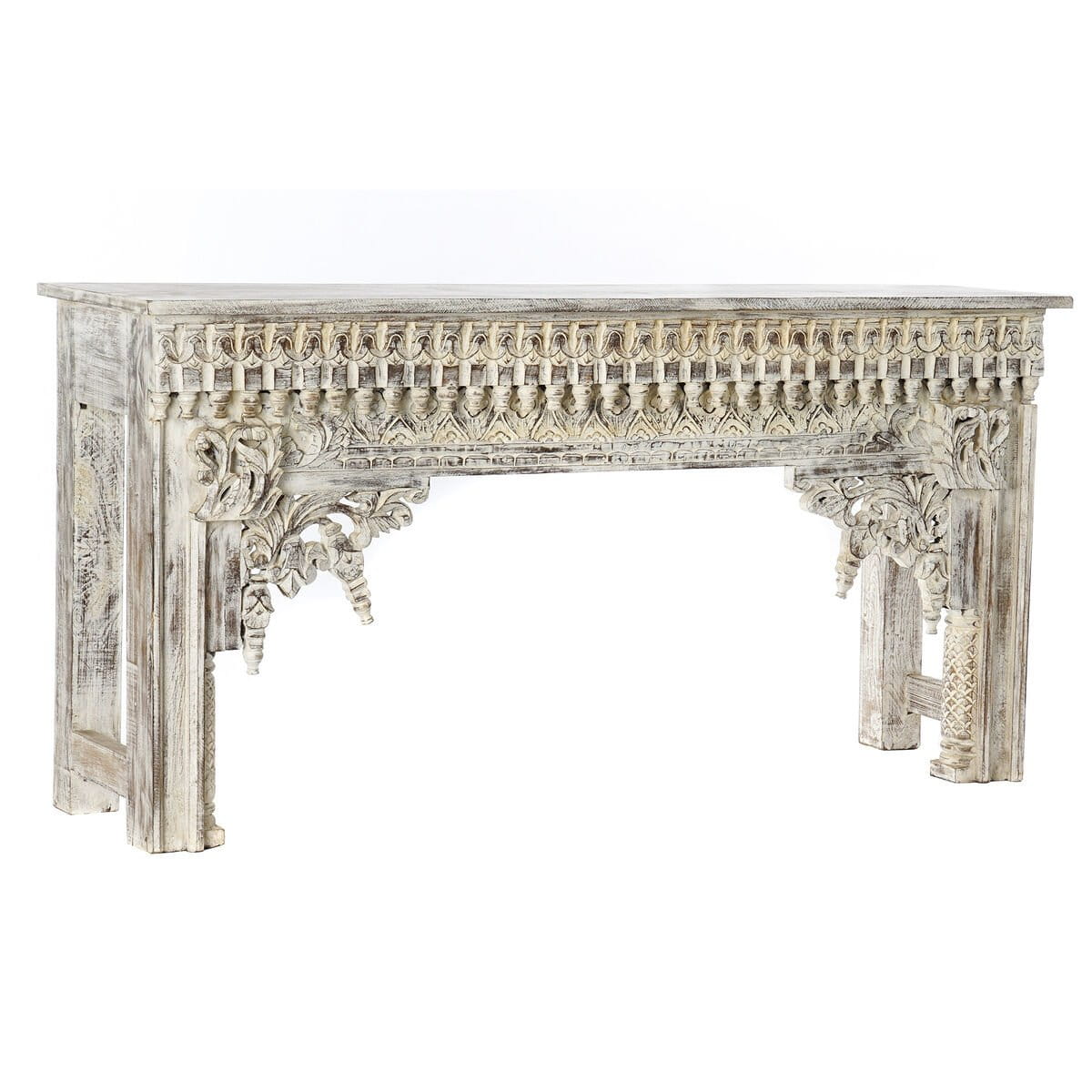 Mesa auxiliar DKD Home Decor Blanco Madera de mango 150 x 41 x 76 cm