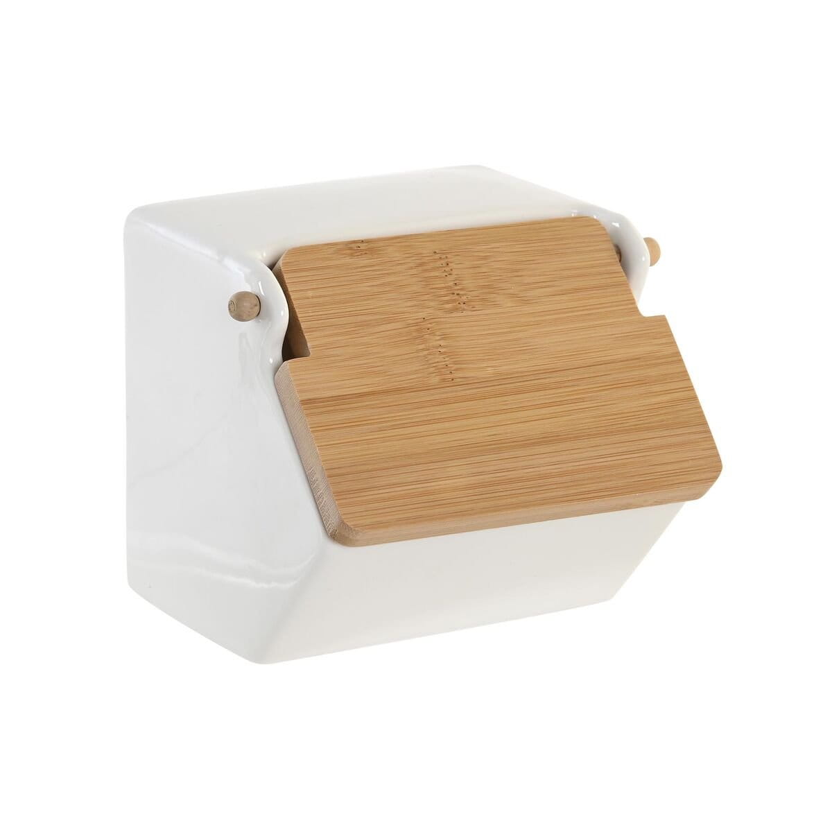 Salero con Tapa DKD Home Decor 12,5 x 14 x 12 cm Natural Porcelana Blanco