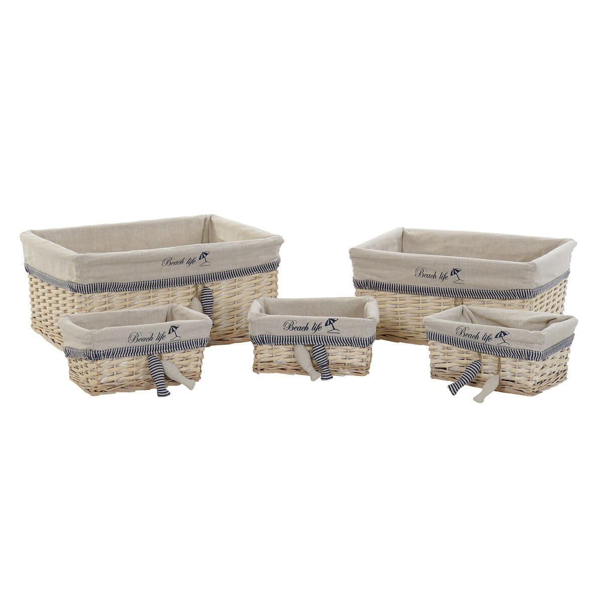Juego de Cestas DKD Home Decor Espirales Mediterráneo 48 x 38 x 13 cm