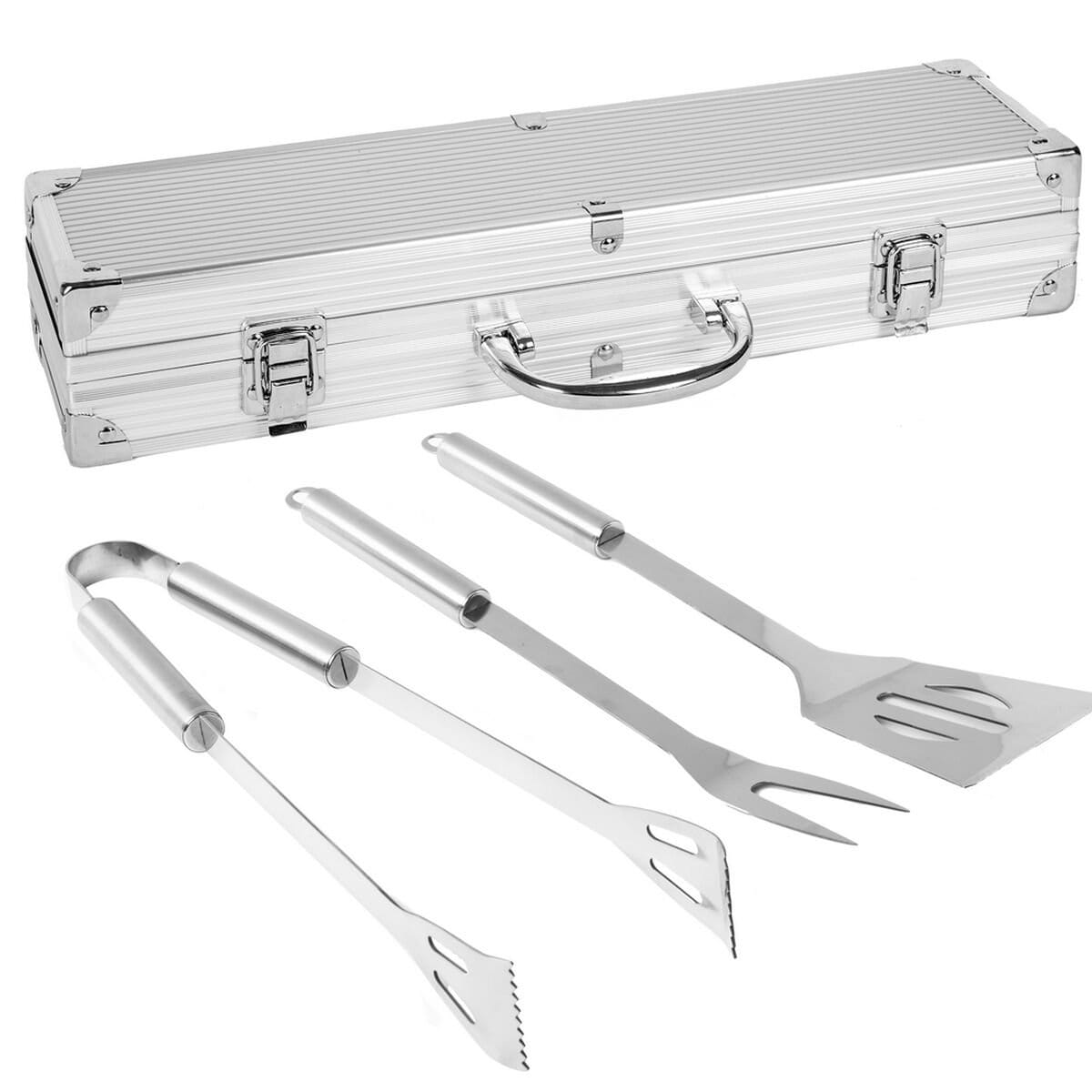 Kit de Utensilios para Barbacoa con Maletín Barbacoa Acero Inoxidable 37 x 10 x 8 cm