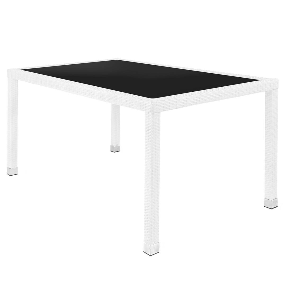 Mesa de Comedor Marlene Aluminio Cristal Ratán Cristal Templado 160 x 90 x 76 cm
