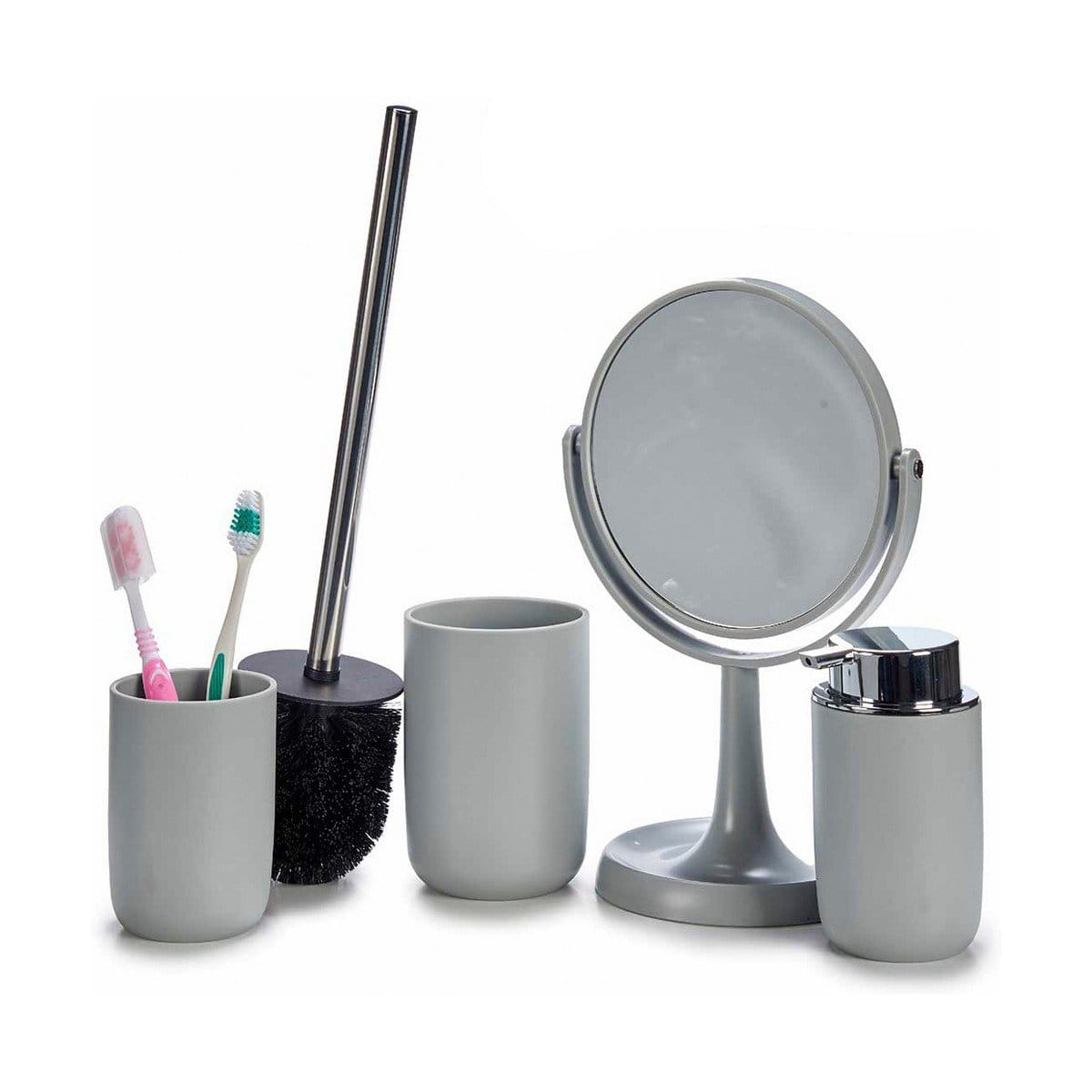 Set de Baño Berilo Gris Acero Inoxidable Polipropileno 16,5 x 29,5 x 17 cm 4 Piezas