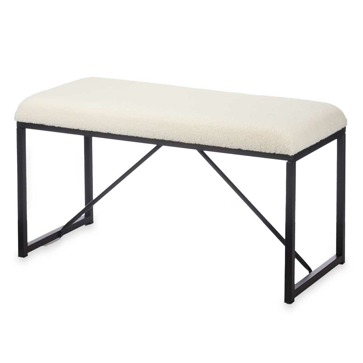 Banco Gift Decor Blanco Metal Tela 81 x 42 x 38 cm