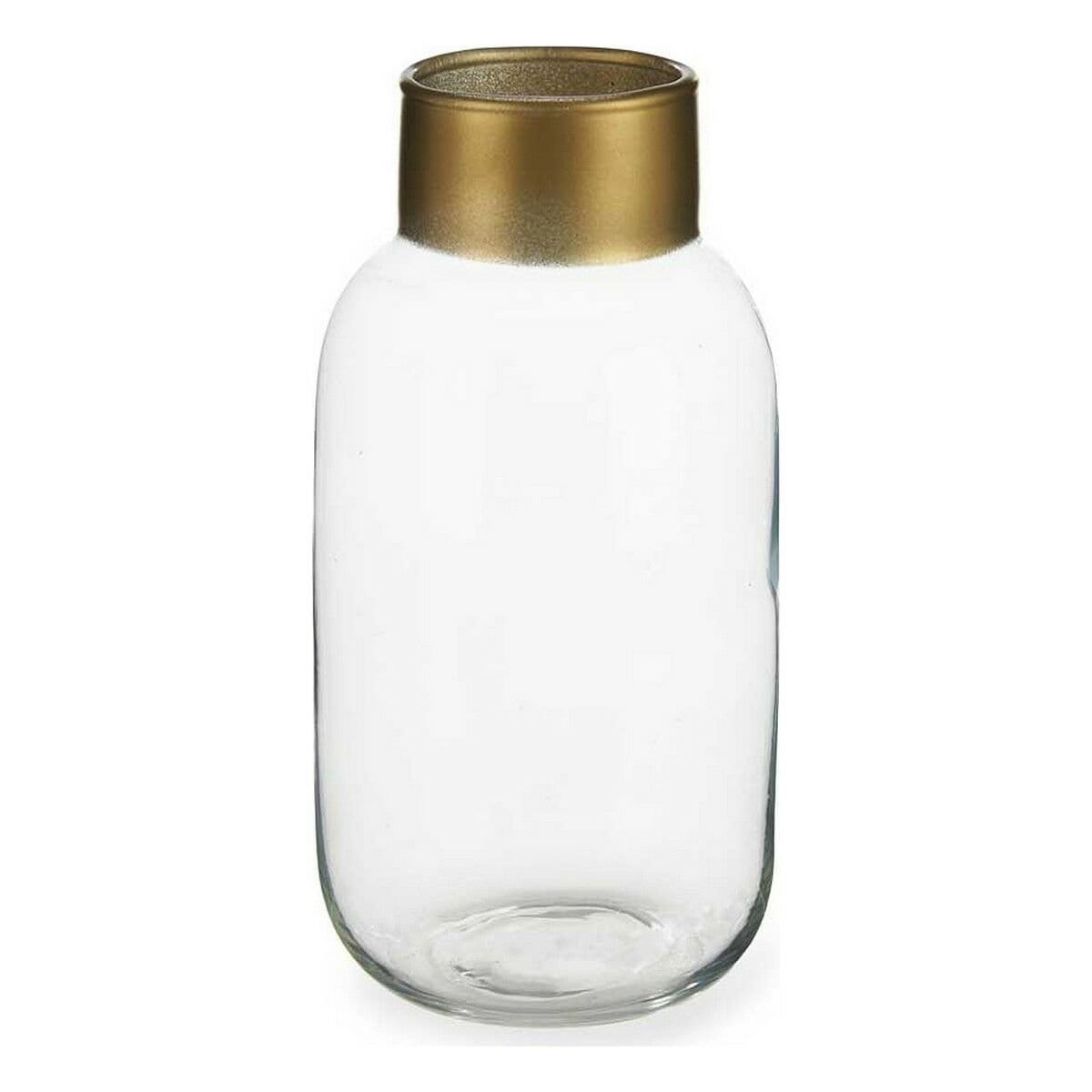 Jarrón Gift Decor Transparente Dorado Vidrio Liso 11,5 x 24 x 11,5 cm