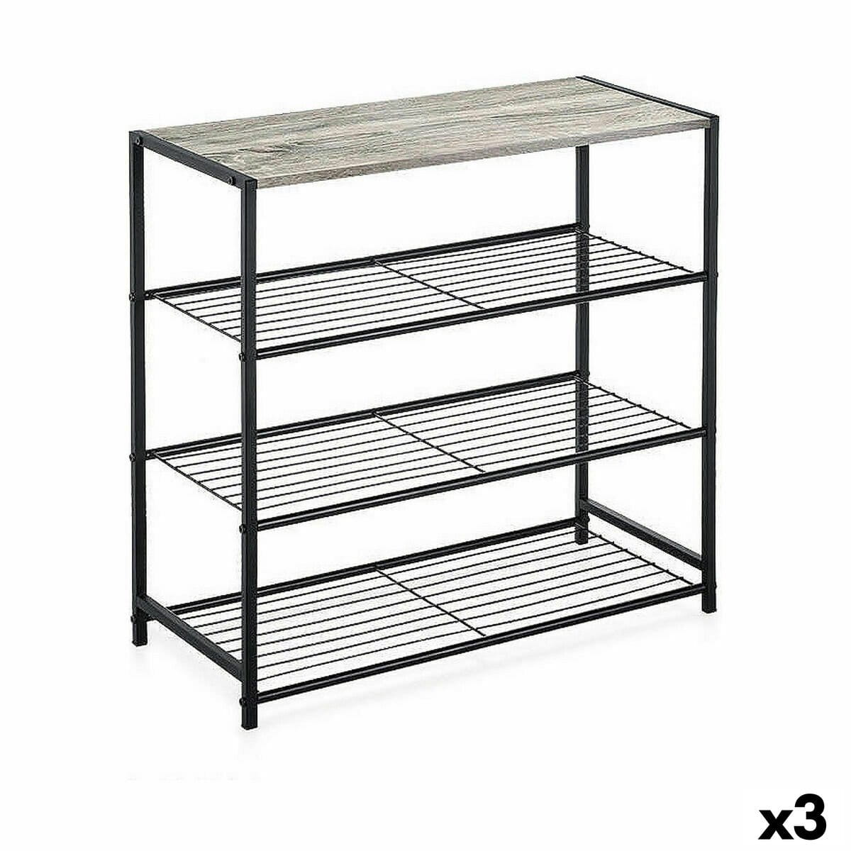 Estantería Confortime Negro Metal 60 x 30 x 63,5 cm (3 Unidades)