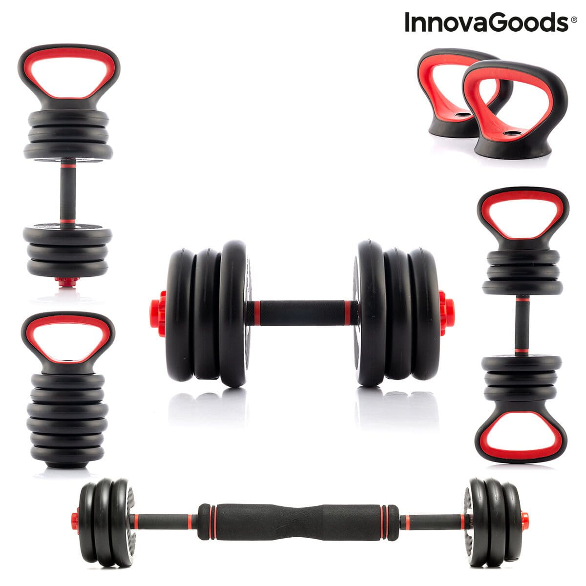 Set de Pesas Ajustables 6 en 1 con Guía de Ejercicios Sixfit InnovaGoods Hierro (Reacondicionado B)