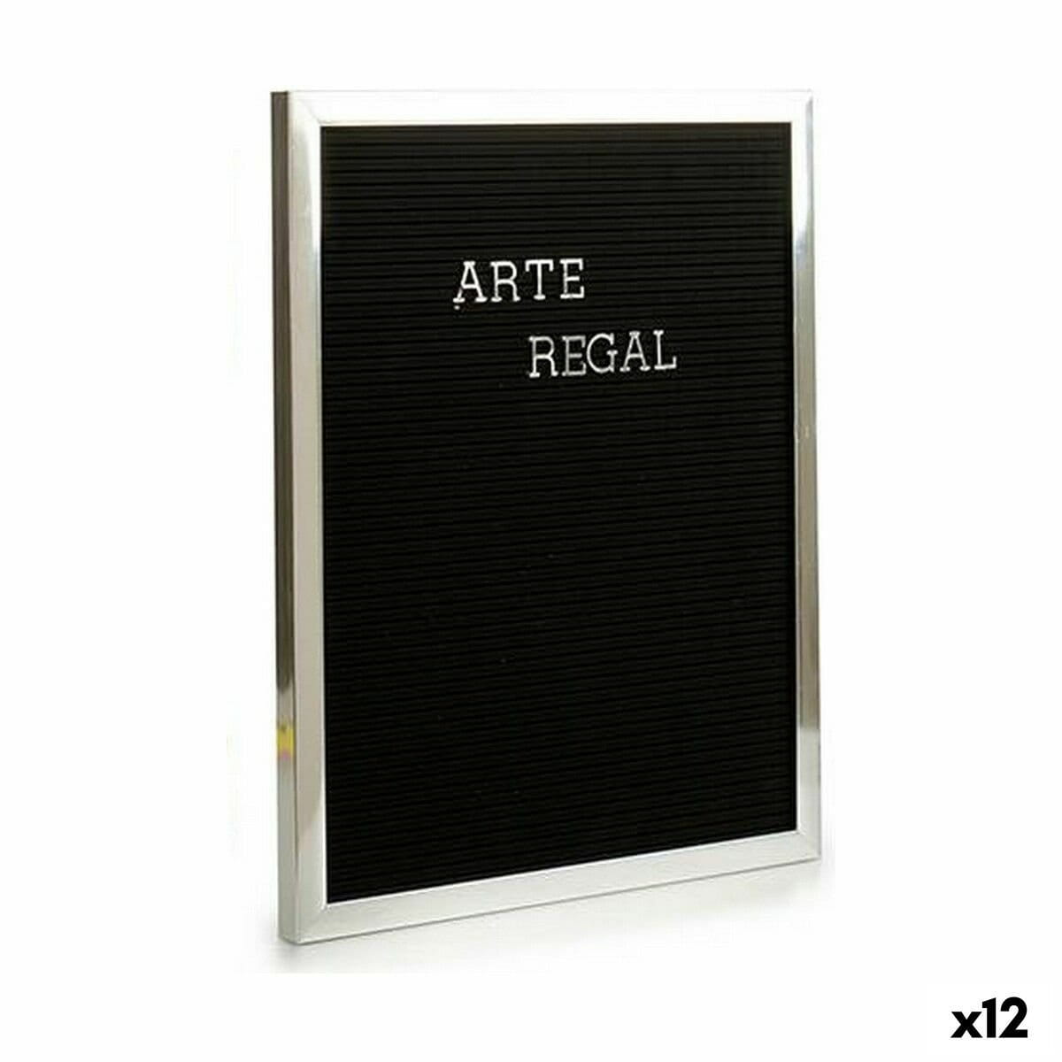 Cuadro Gift Decor Negro Plateado 2,5 x 50,5 x 40,5 cm Panel 144 Letras (12 Unidades)