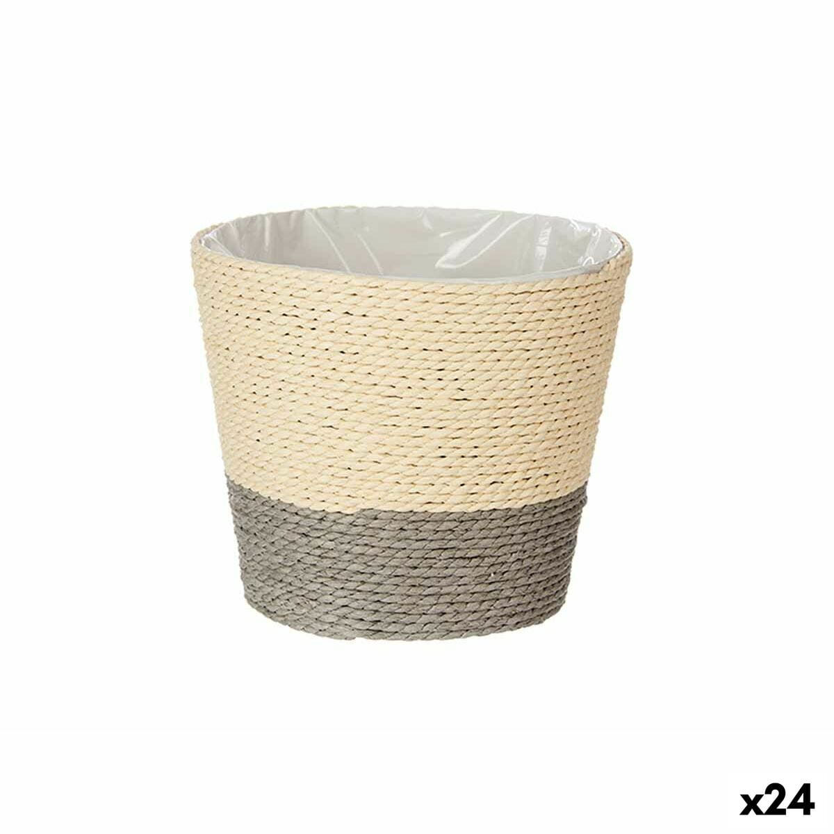Macetero Ibergarden Gris Natural Cuerda Plástico 15 x 15 x 14 cm (24 Unidades)