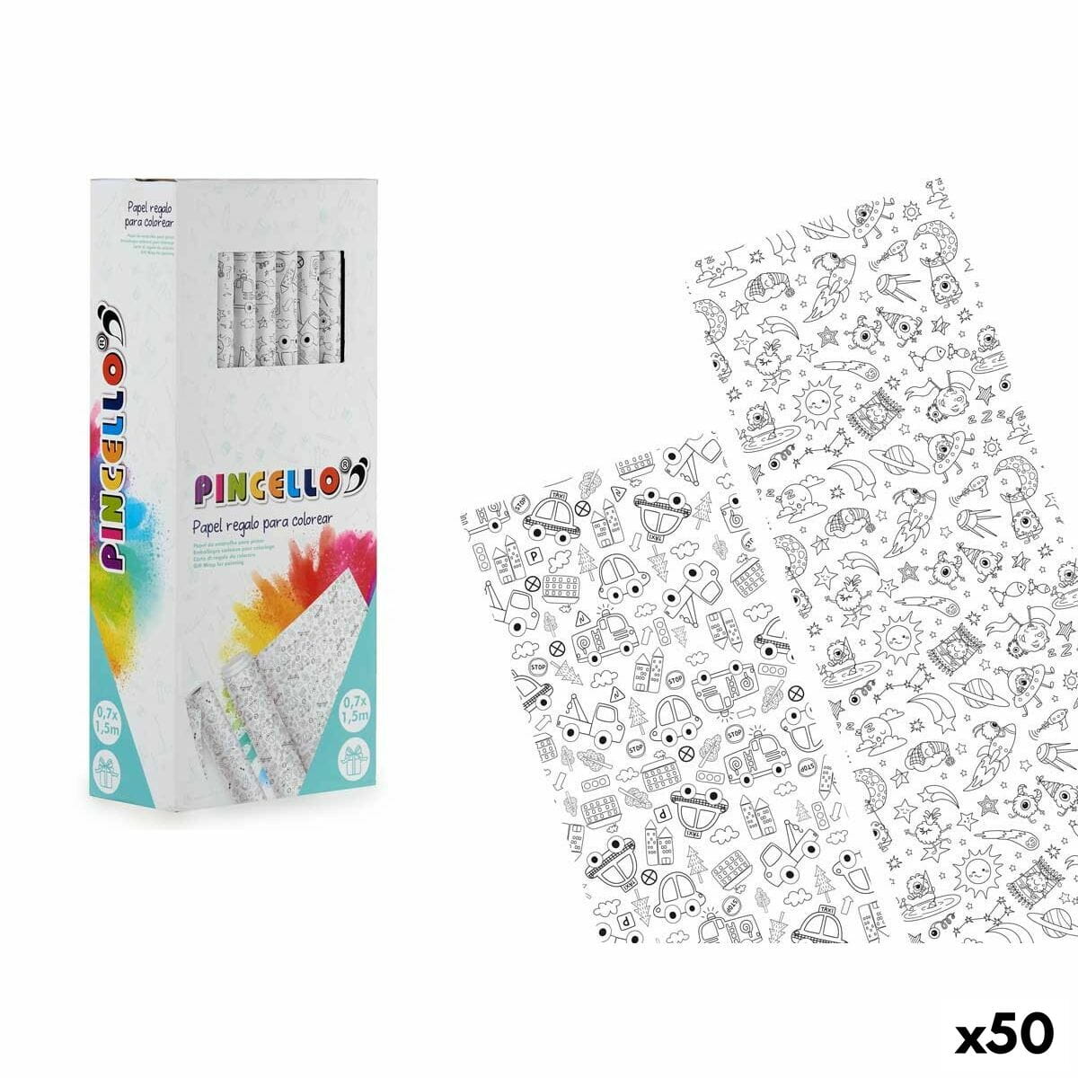 Papel de Regalo Pincello 0,7 x 1,5 m Vehículos Extraterrestre (50 Unidades)