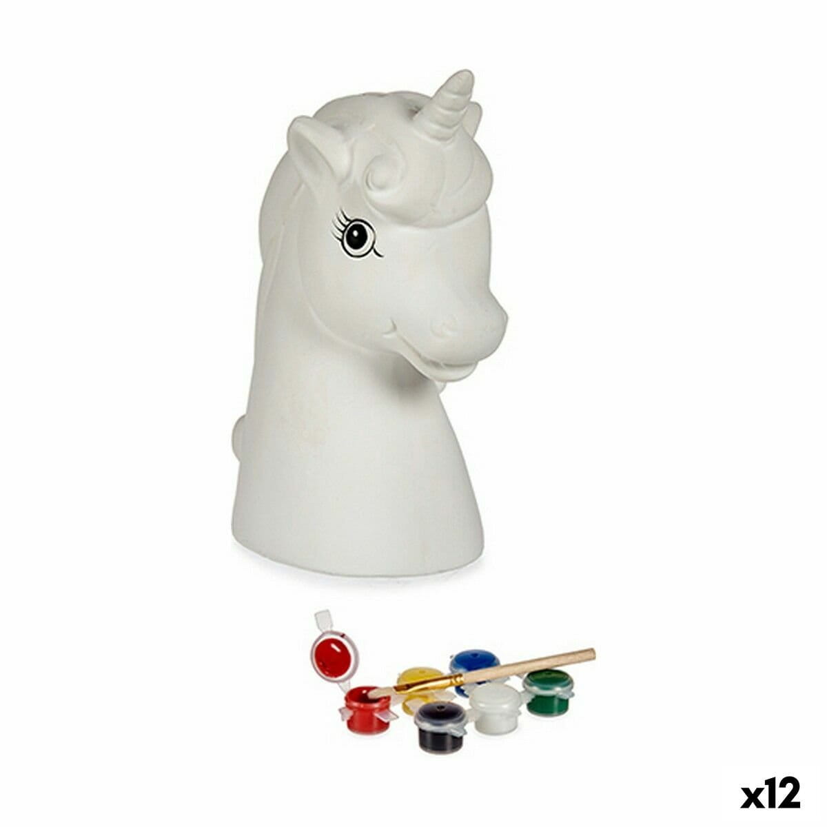 Hucha para Pintar Pincello Cerámica Unicornio 10 x 14,5 x 8,5 cm (12 Unidades)