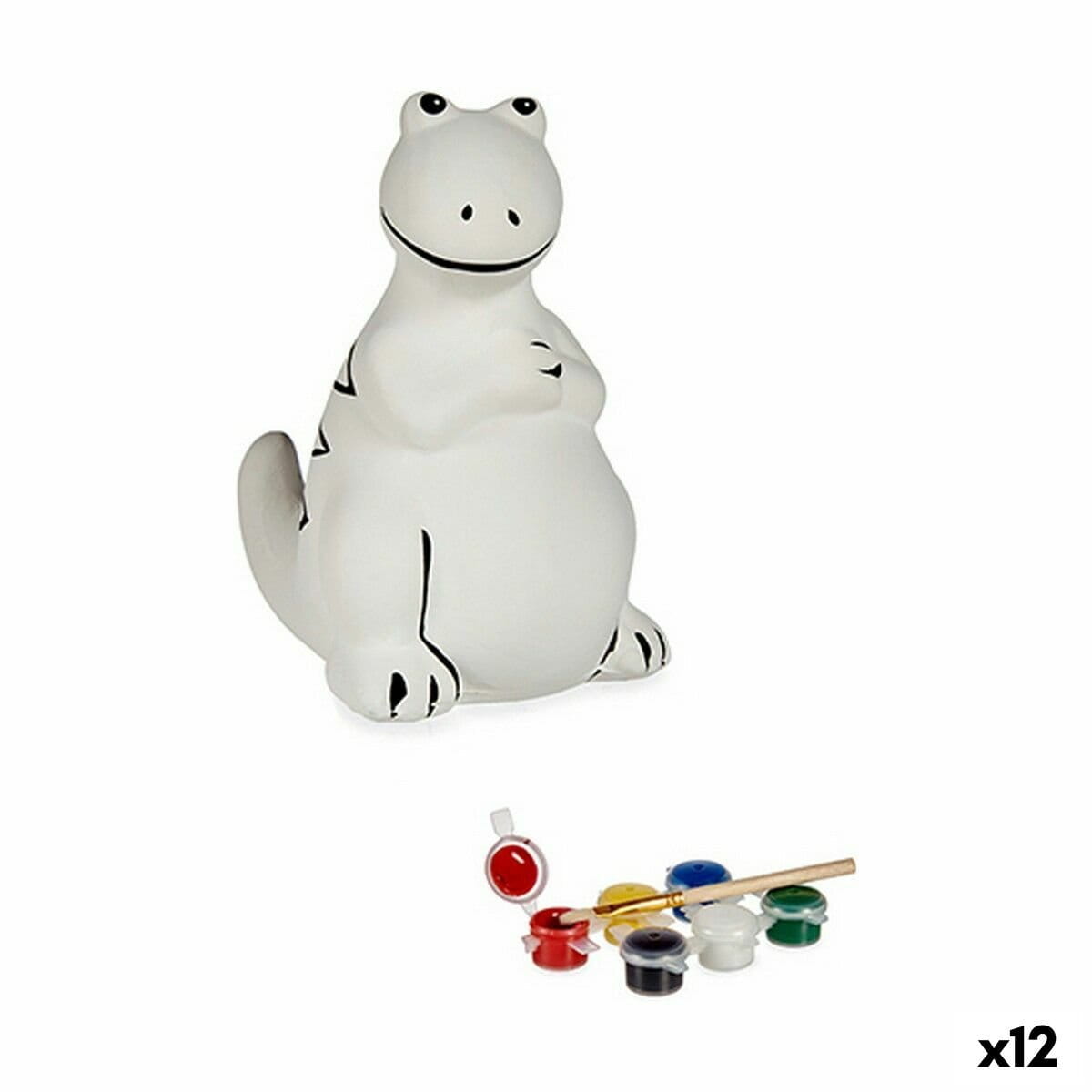 Hucha para Pintar Pincello Cerámica Dinosaurio 8,5 x 13,2 x 11 cm 10 x 13,2 x 8 cm (12 Unidades)