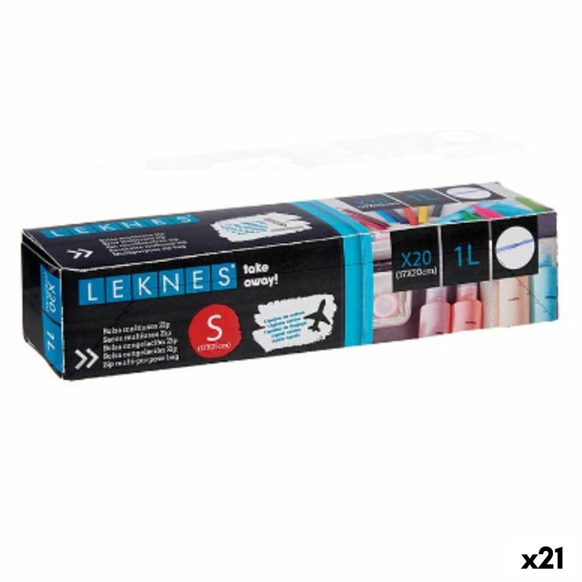 Set de Bolsas Reutilizables para Alimentos Leknes Transparente Polietileno 1 L 20 x 17 cm 17,3 x 0,03 x 20,7 cm ziplock (21 Unid