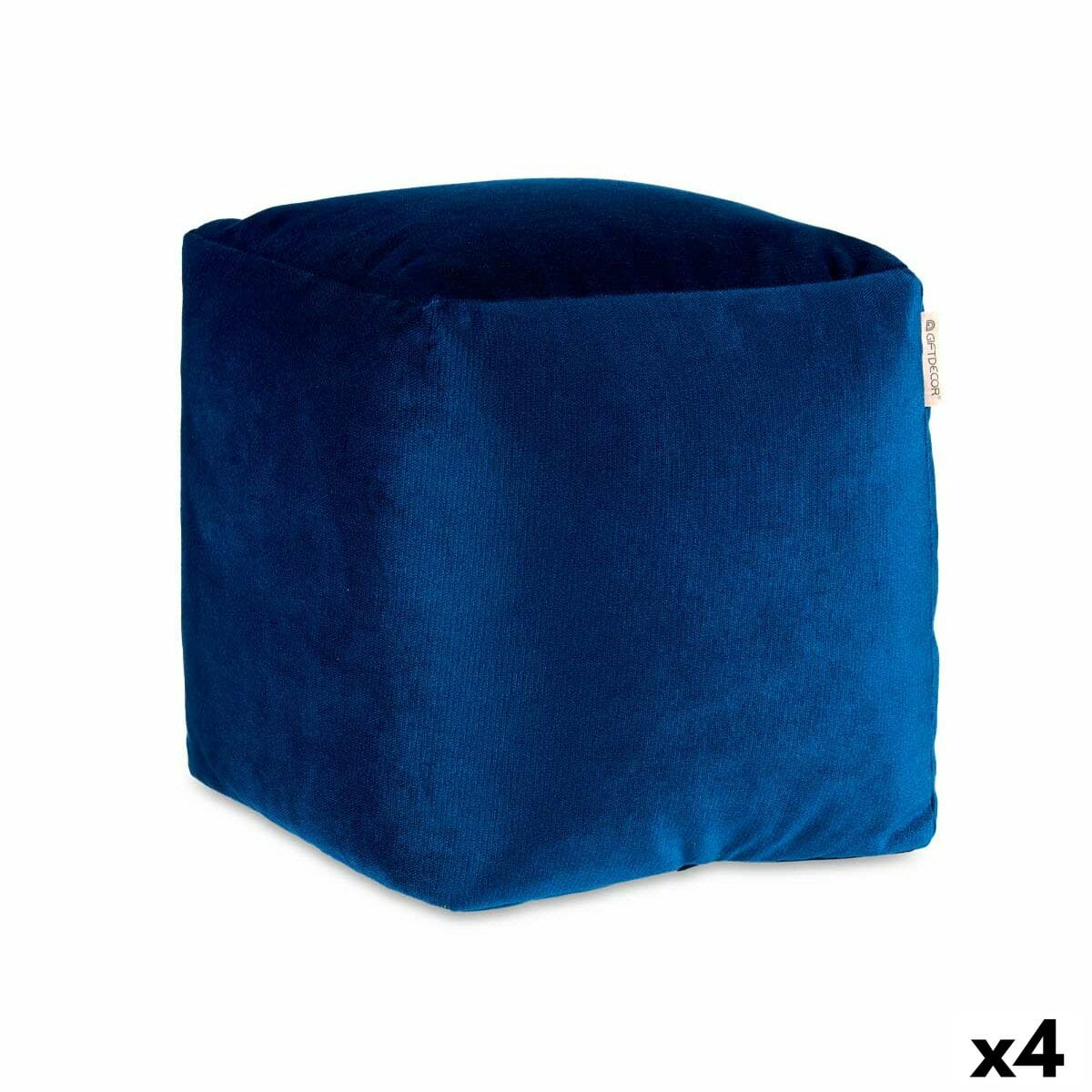 Puff Gift Decor Azul Poliestireno Terciopelo (4 Unidades)