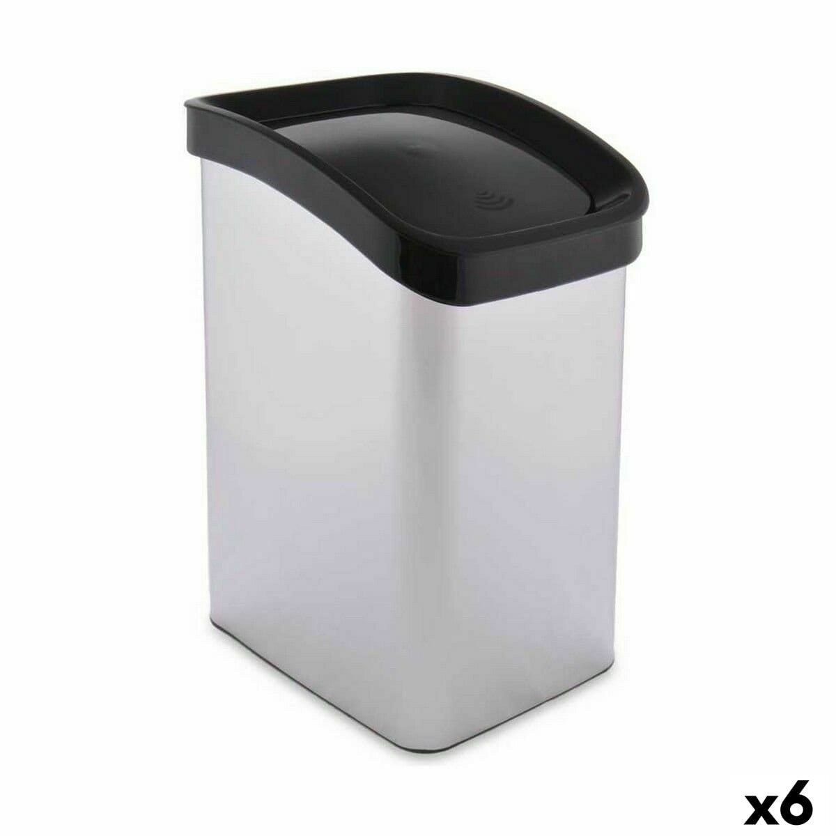 Papelera Berilo Plateado Plástico 12 L Basculante (6 Unidades)