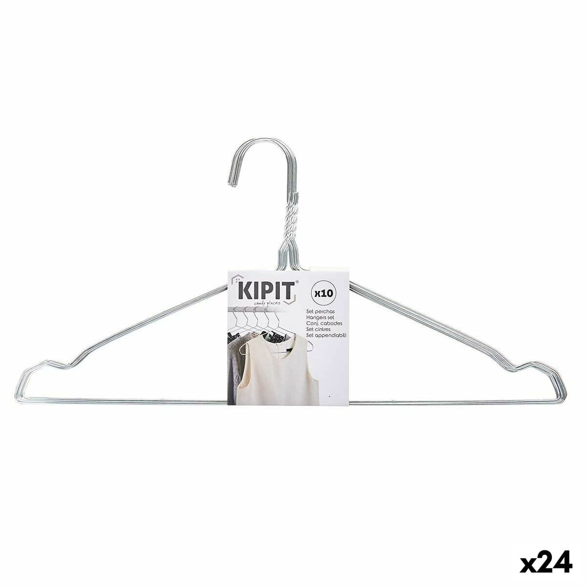 Juego de Perchas Kipit Plateado Metal 40 x 1 x 20 cm (24 Unidades)