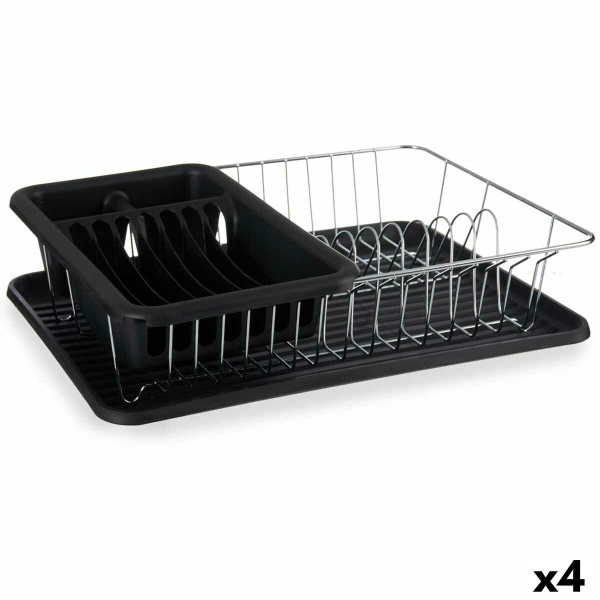 Escurridor para Fregadero Kinvara Negro 43,5 x 11 x 33,5 cm (4 Unidades)
