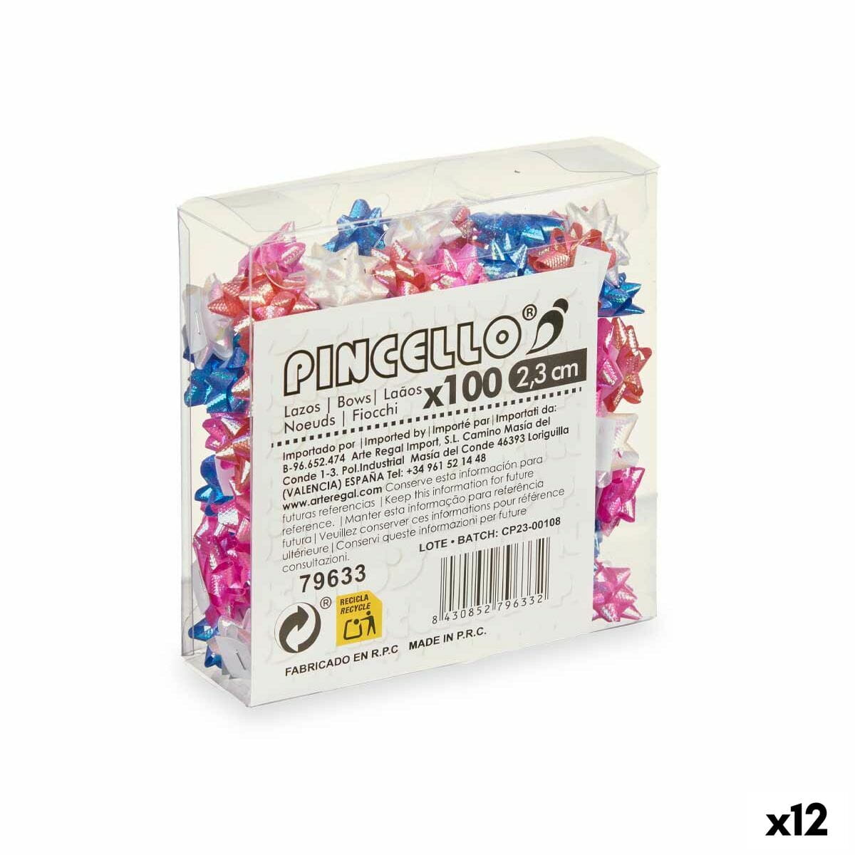 Lazos Pincello PVC 2,3 cm 12 x 12 x 4 cm Brillo Pastel (12 Unidades)