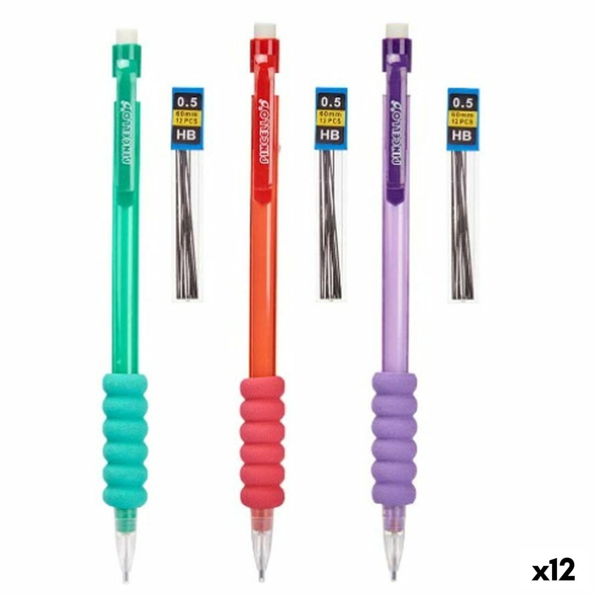 Portaminas Pincello Azul Rojo Verde Minas 0,5 mm (12 Unidades)