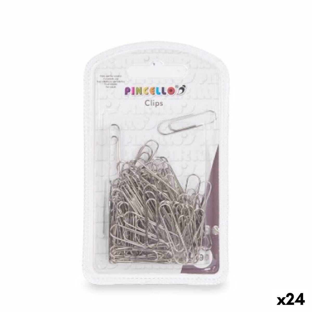 Clips Pincello Plateado Metal Mediano (24 Unidades)