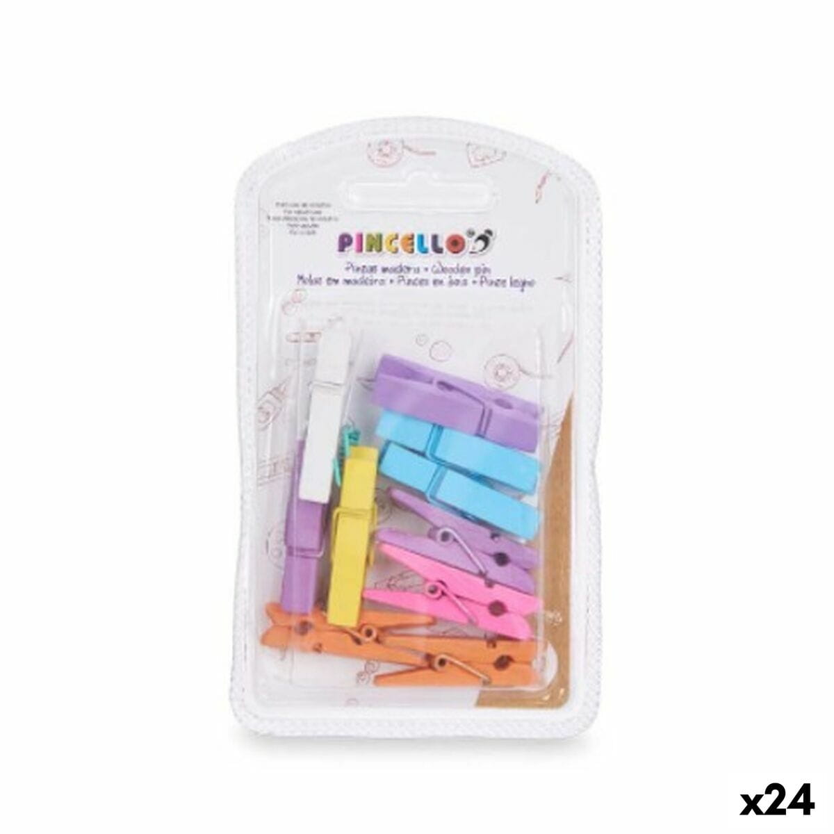 Pinzas Pincello Multicolor Madera Mediano (24 Unidades)
