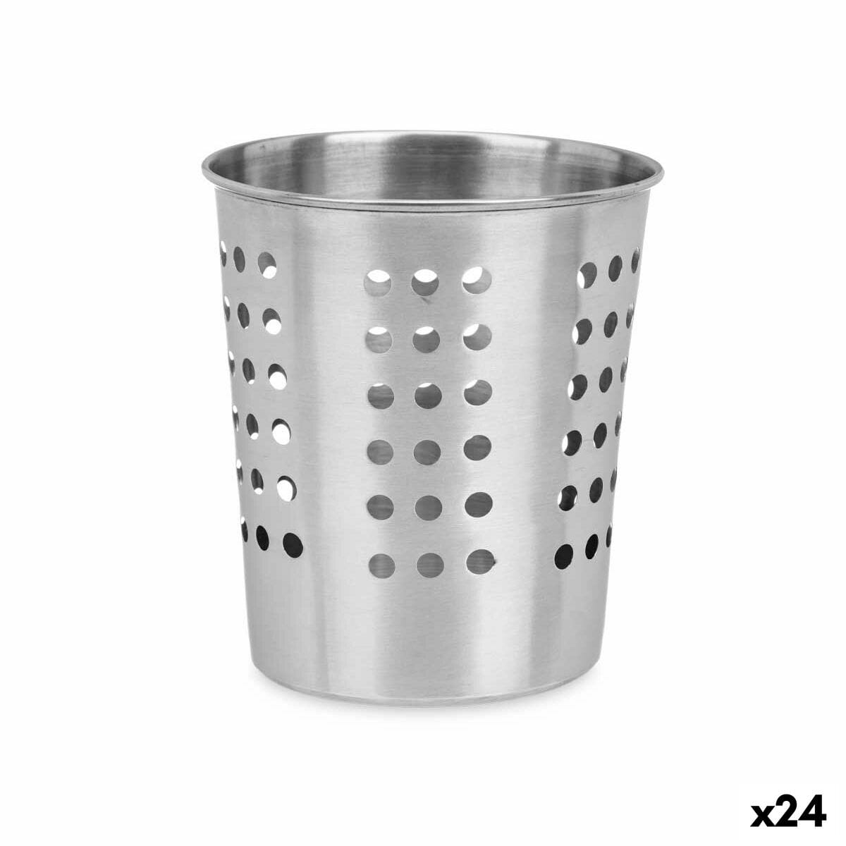 Cesto para cubiertos Kinvara Plateado Acero 12,5 x 14,5 x 12,5 cm (24 Unidades)