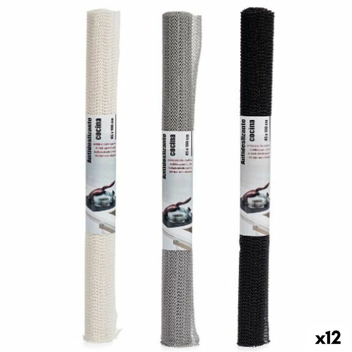 Alfombrilla Antideslizante Kinvara Blanco Negro Gris Goma 45 x 0,1 x 100 cm 4,5 x 45 x 4,5 cm (12 Unidades)