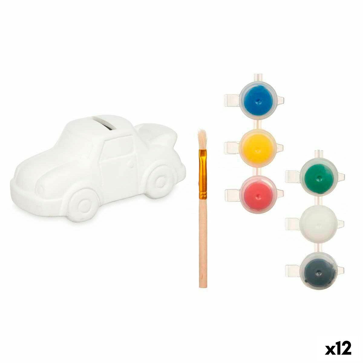 Hucha para Pintar Pincello Cerámica Coche 14 x 7 x 7 cm 14,5 x 7,2 x 9,4 cm (12 Unidades)