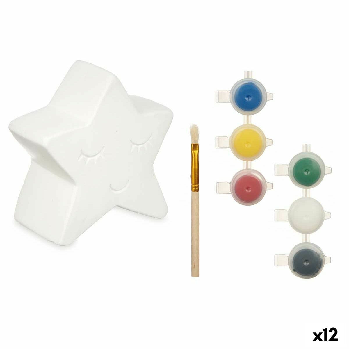 Hucha para Pintar Pincello Cerámica Estrella 12,8 x 12,6 x 8,2 cm 12,5 x 12,5 x 5,5 cm (12 Unidades)