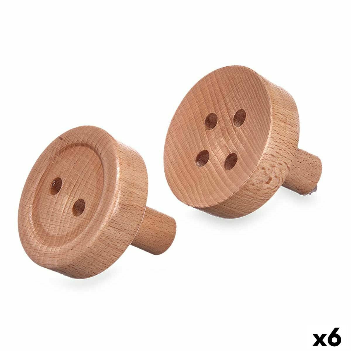 Colgadores Gift Decor Marrón Madera Botones Set 2 Piezas (6 Unidades)