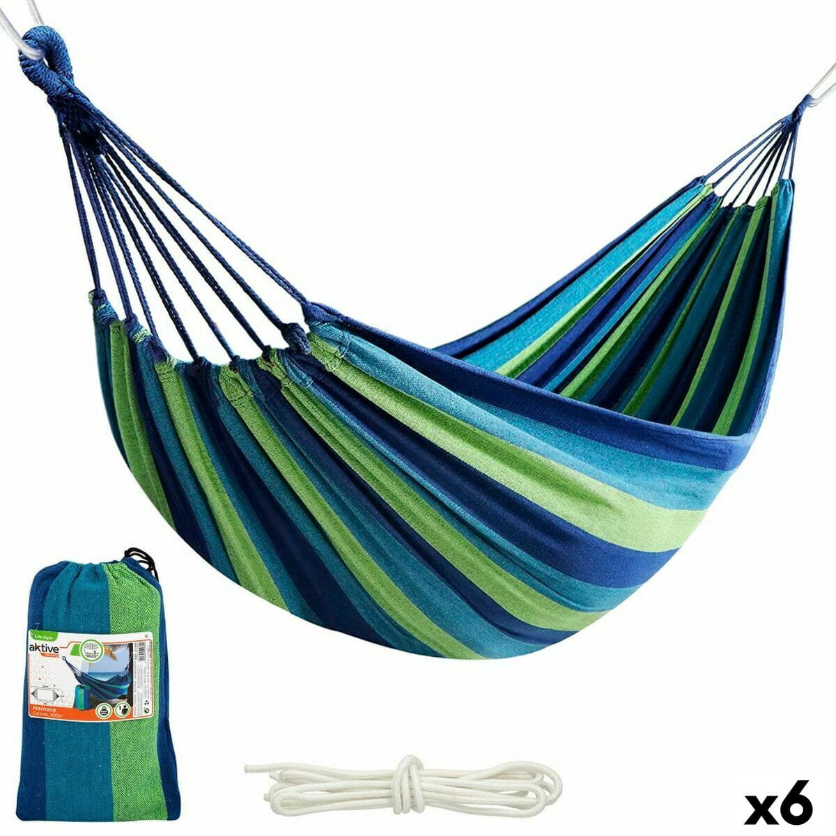 Hamaca Aktive Azul 200 x 0,4 x 100 cm (6 Unidades)
