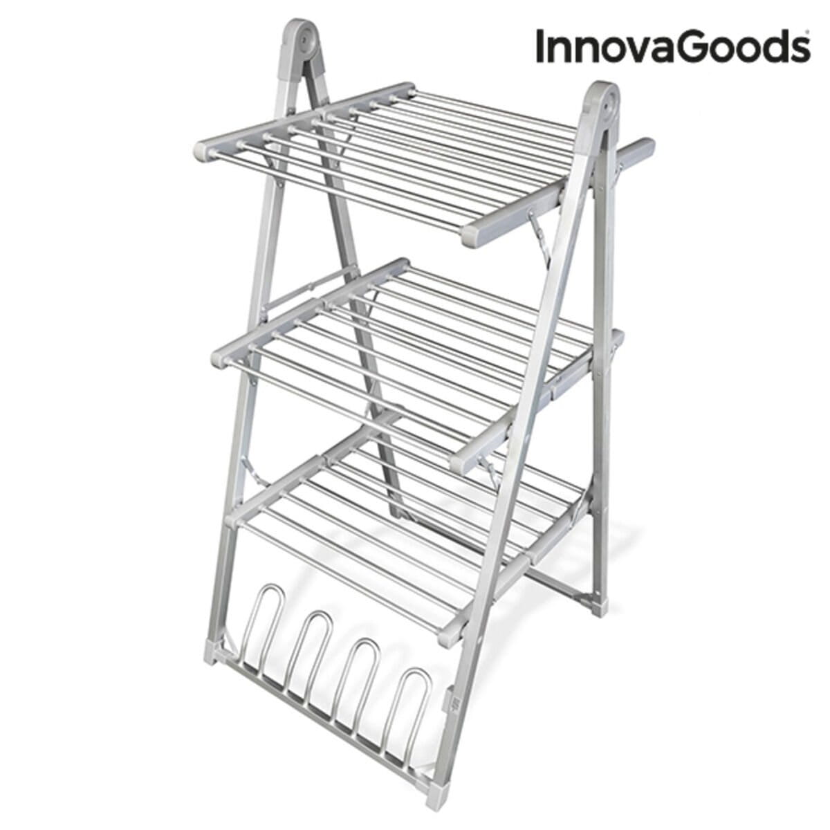 InnovaGoods Tendedero Eléctrico Plegable 30 Barras Calefactadas, 300W, Capacidad 2 pares zapatillas, Bajo consumo