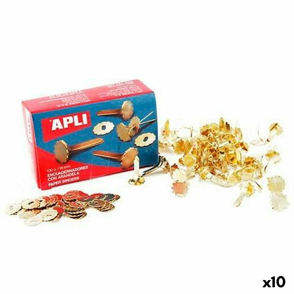 Encuadernadores metálicos Apli Dorado 25 mm 100 Piezas (10 Unidades)