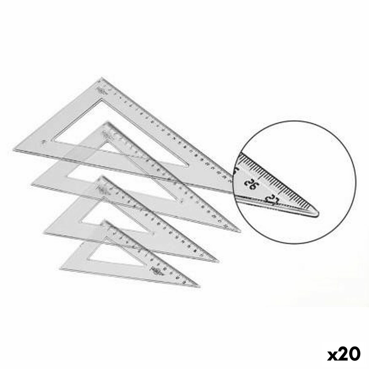 Cartabón Faibo Transparente 30 cm (20 Unidades)