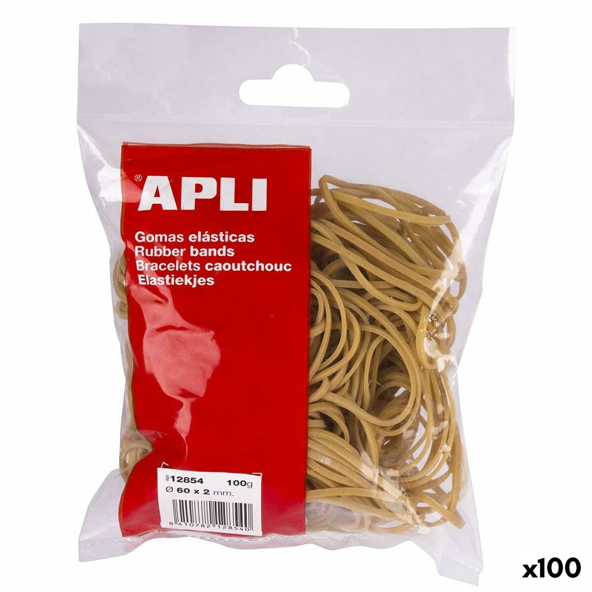 Gomas elásticas Apli Marrón 60 x 2 mm 100 Piezas (100 Unidades)