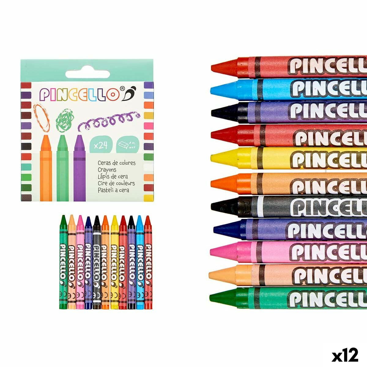 Ceras de colores Pincello (12 Unidades)