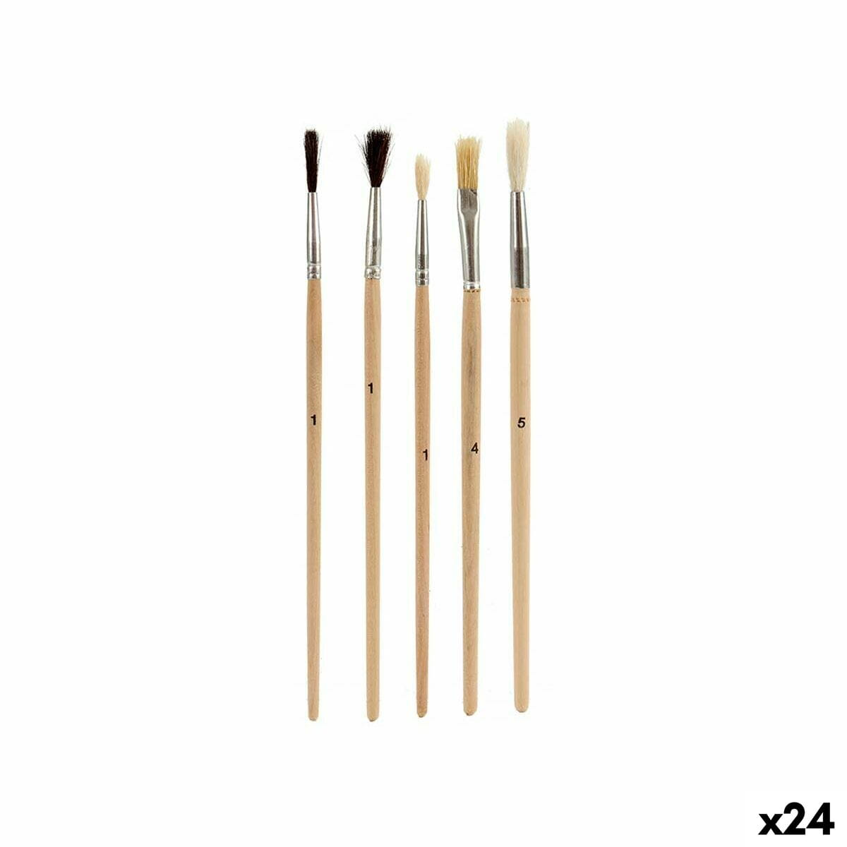 Pinceles Pincello Marrón Gris Madera Metal (24 Unidades)