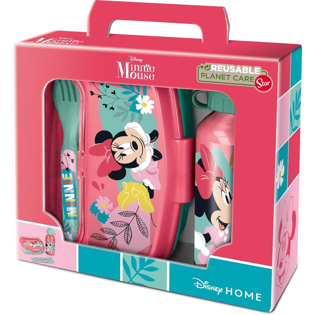 Set de Fiambrera y Bidón Minnie Mouse Naive Rosa Rosa claro Poliéster 21 x 18 x 7 cm