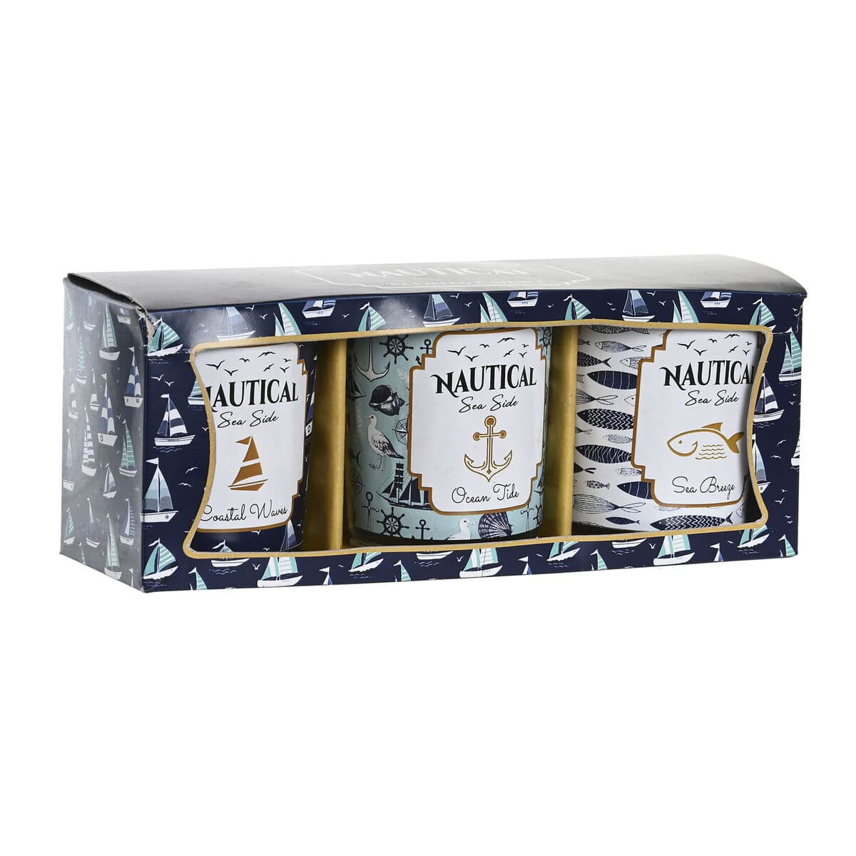 Vela DKD Home Decor Azul Cera Cristal 17 x 5 x 6 cm (3 Unidades)