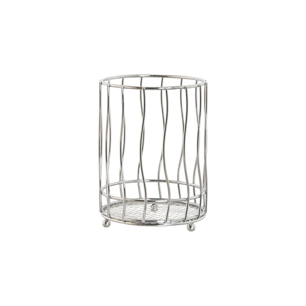 Cesto para cubiertos Home ESPRIT Plateado Metal 11.5 x 11.5 x 15.5 cm