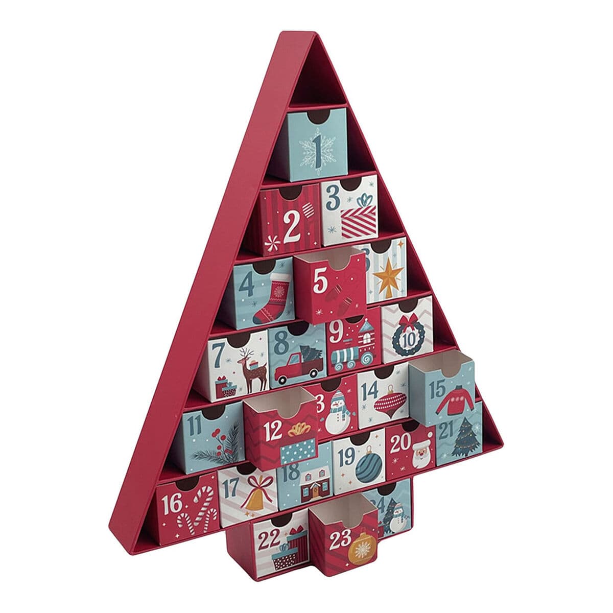 Calendario de Adviento 32,5 X 5 X 39 CM Cartón Navidad Árbol de Navidad