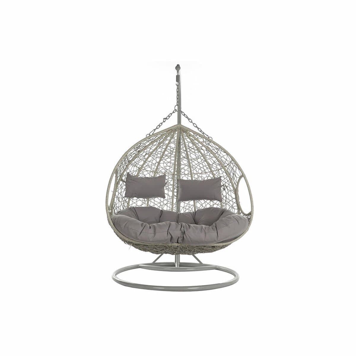 Sillón de jardín colgante DKD Home Decor 133 x 80 x 110 cm Gris ratán sintético Aluminio