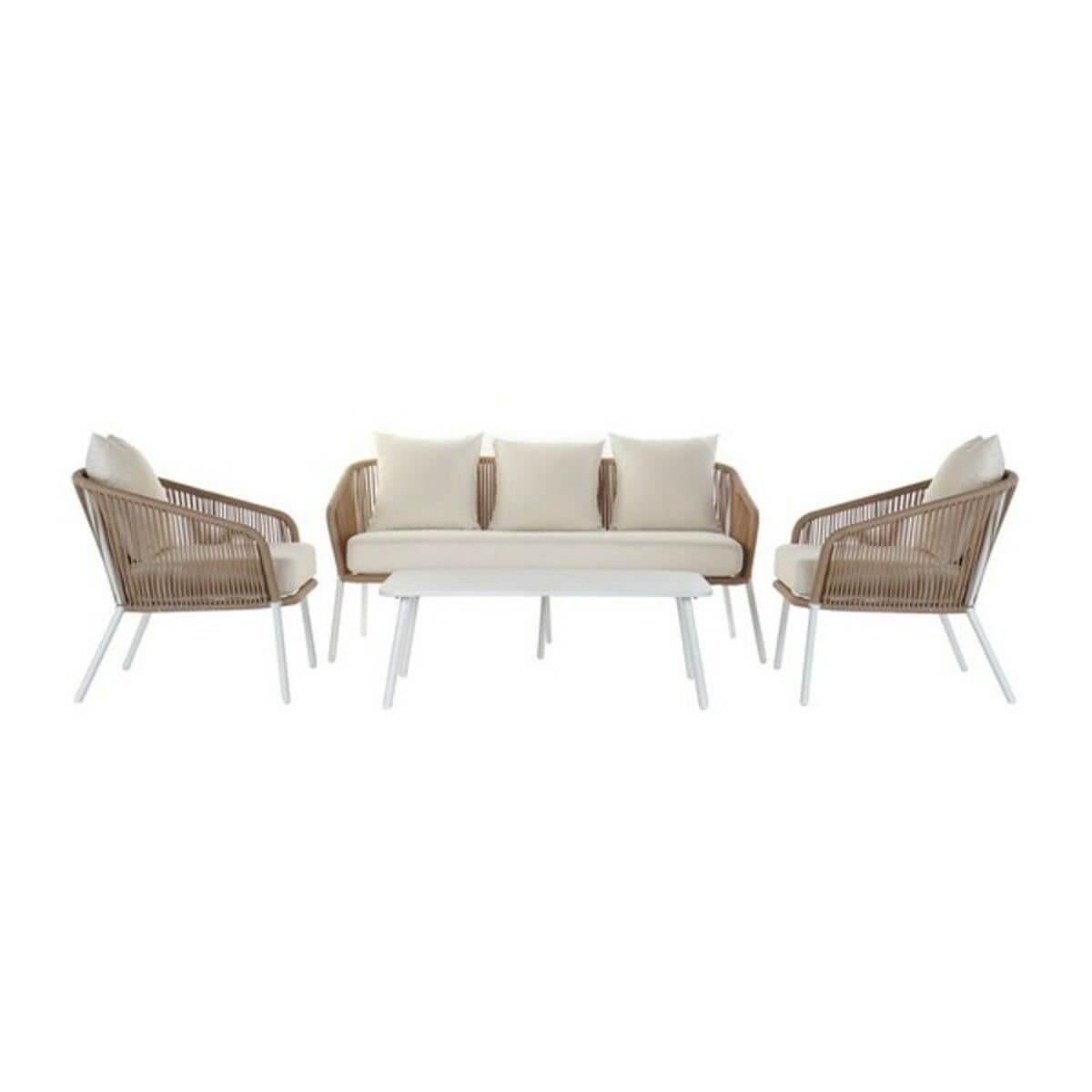 Sofá de Jardín DKD Home Decor MB-179038 Blanco Beige 151,5 x 72 x 70 cm Jardín