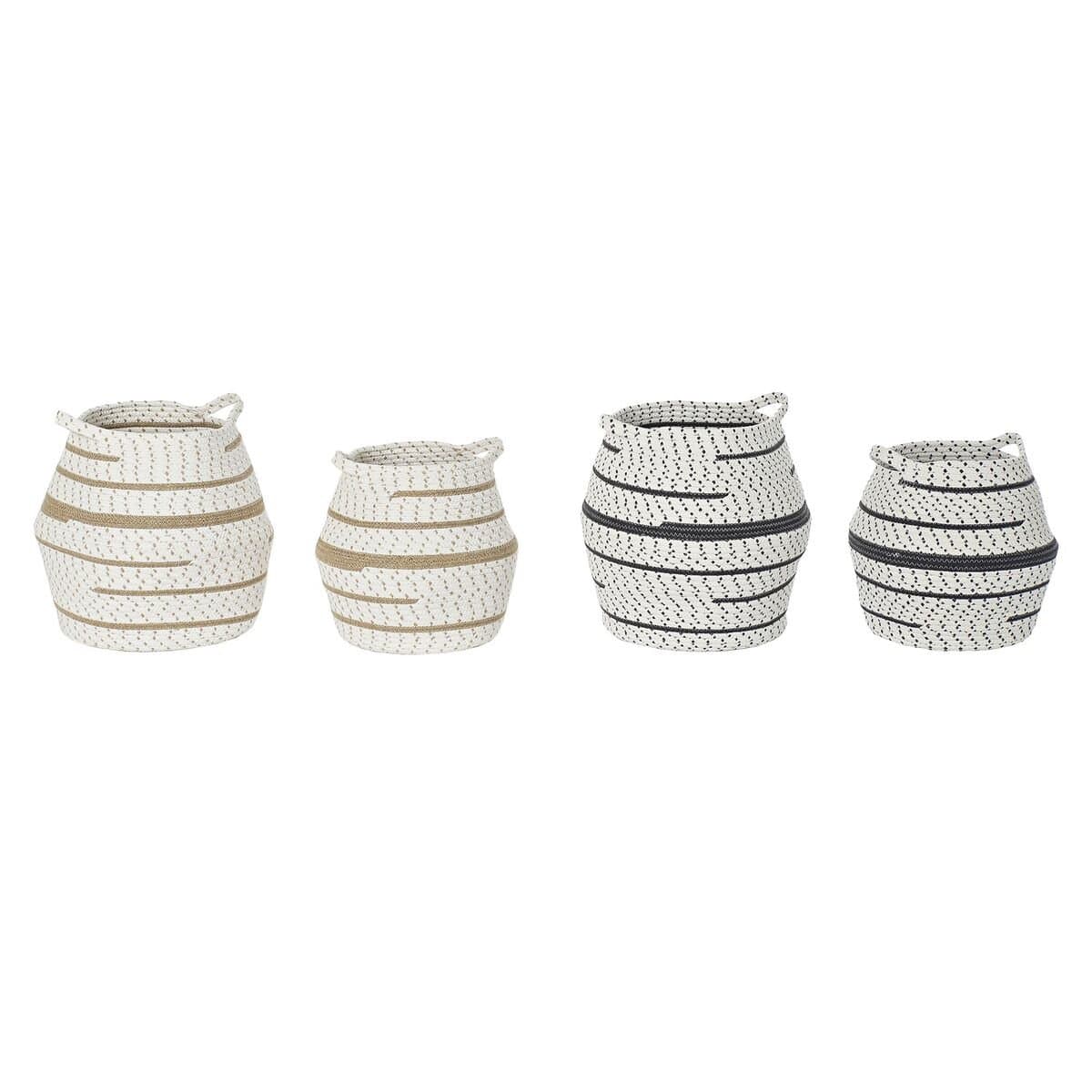 Juego de Cestas DKD Home Decor Blanco Marrón Gris Yute Jute (2 Piezas) (2 Unidades)