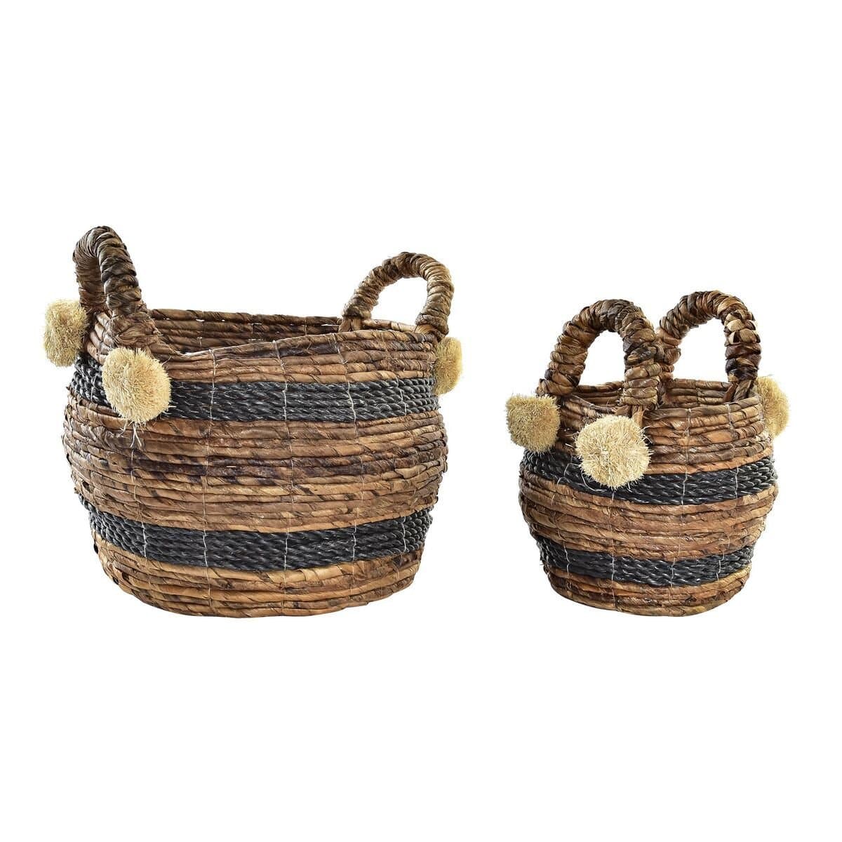 Juego de Cestas DKD Home Decor Fibra natural 31 x 31 x 33 cm Colonial
