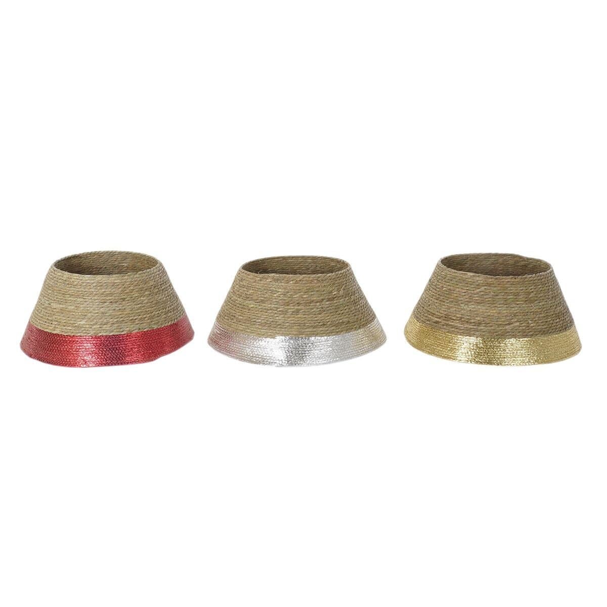 Faldón de árbol de Navidad DKD Home Decor Fibra Hierba marina (57 x 57 x 28 cm) (3 Unidades)