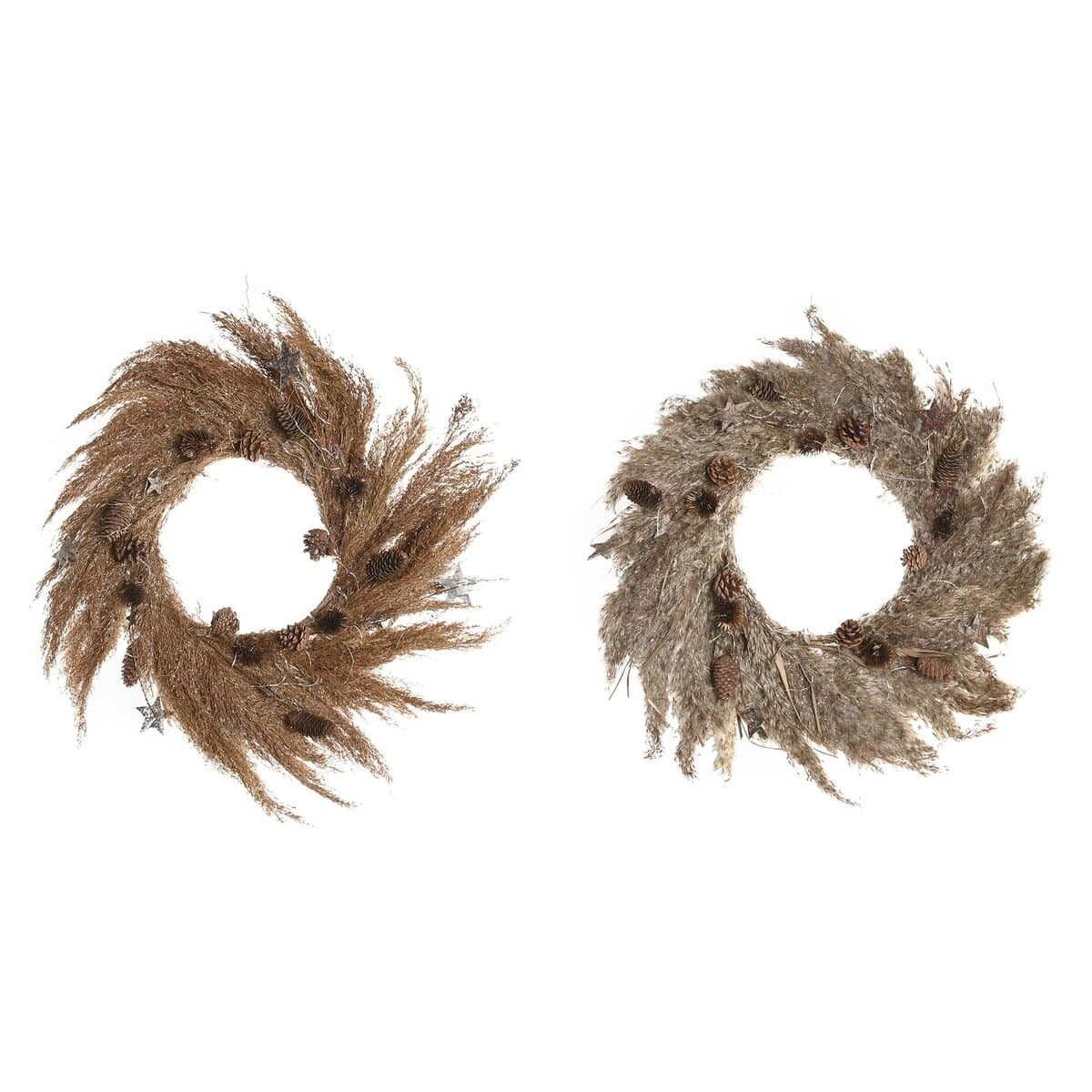 Corona de Navidad DKD Home Decor Flor (2 Unidades) (60 x 5 x 60 cm)